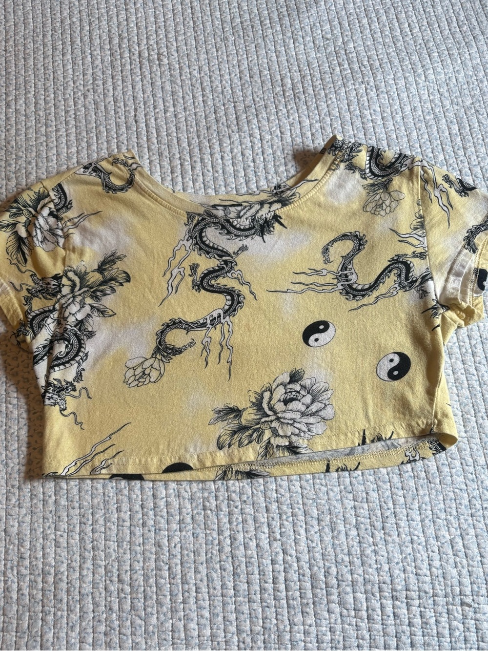 Rue21 Yellow Dragon Yin Yang Cropped Tee